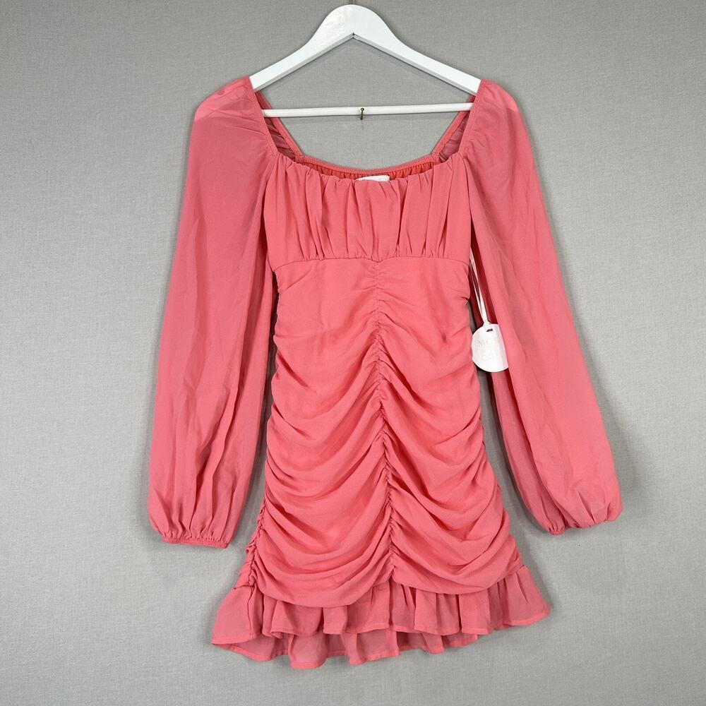 More To Come Revolve Womens Dress XS Pink Petra Mini Ruched Feminine Dainty